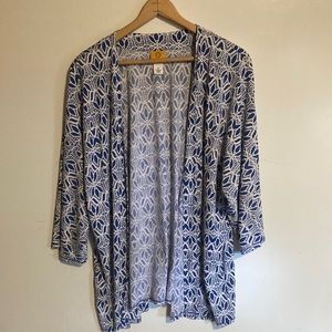 Ruby Rd. Woman 2X cardigan color white and blue